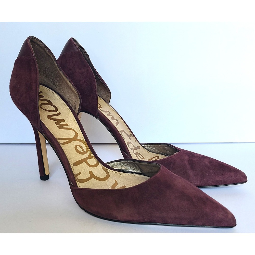 Sam Edelman US 9 D'Orsay Plum Purple Suede Heels Delilah Pointed Quiet Luxury - Picture 6 of 8
